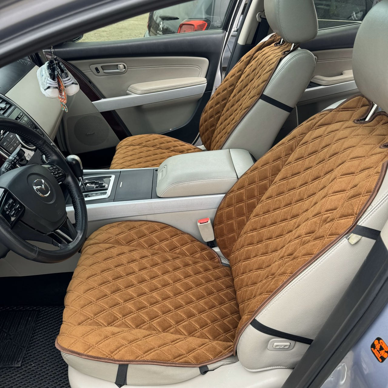 Alcantara car seat covers dark brown