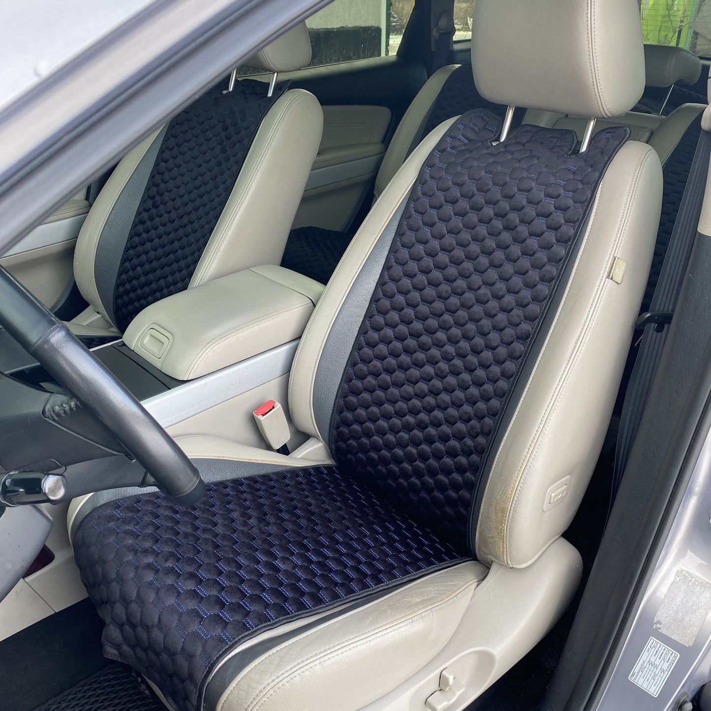 Alcantara car seat covers  black with blue thread honey