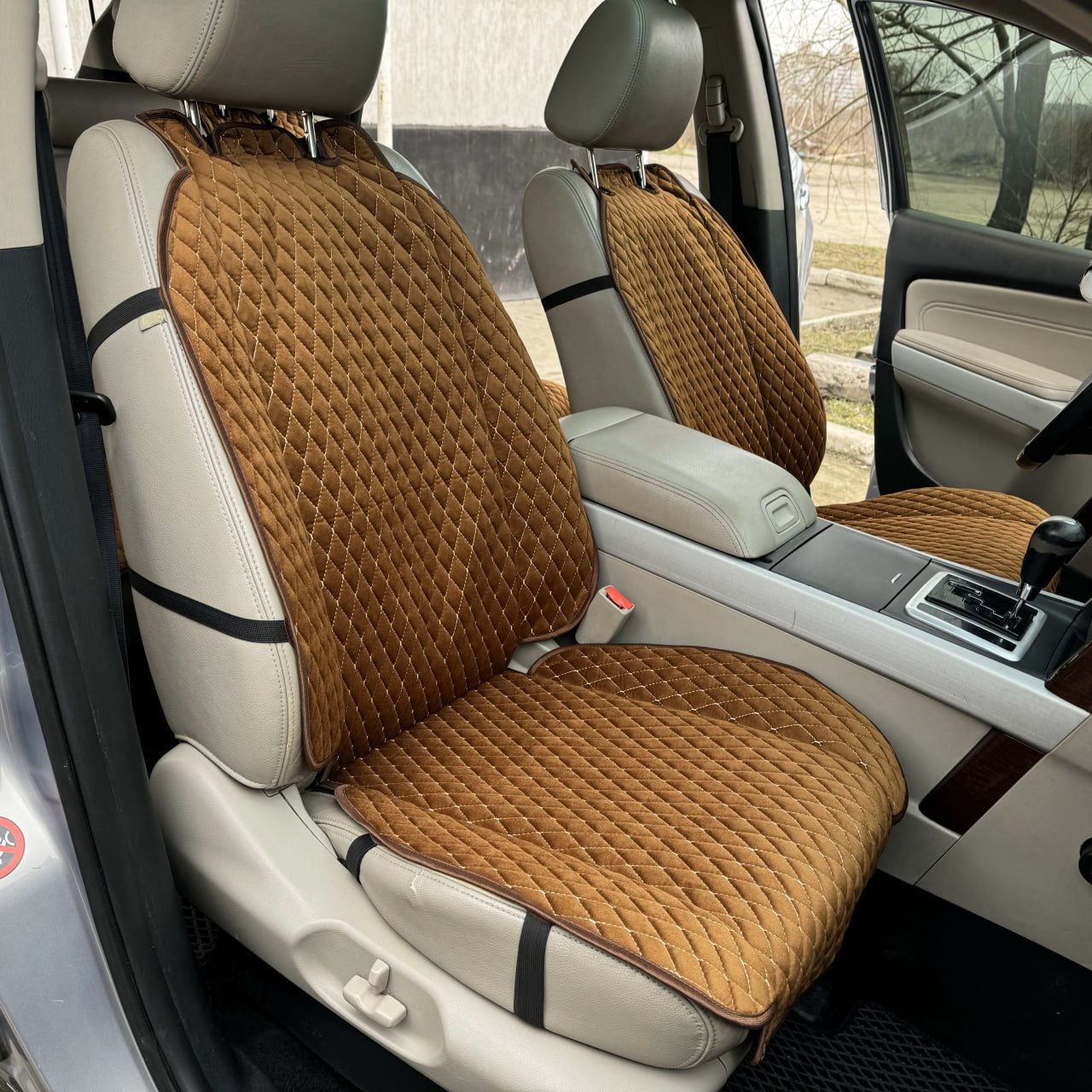 Alcantara car seat covers brown