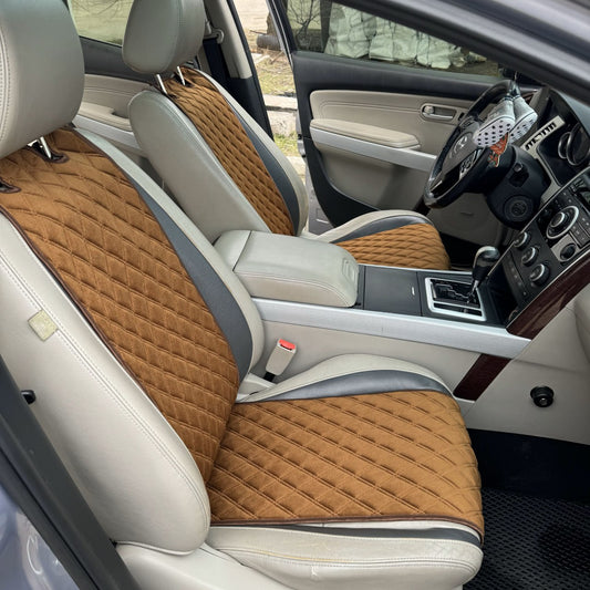 Alcantara car seat covers dark brown