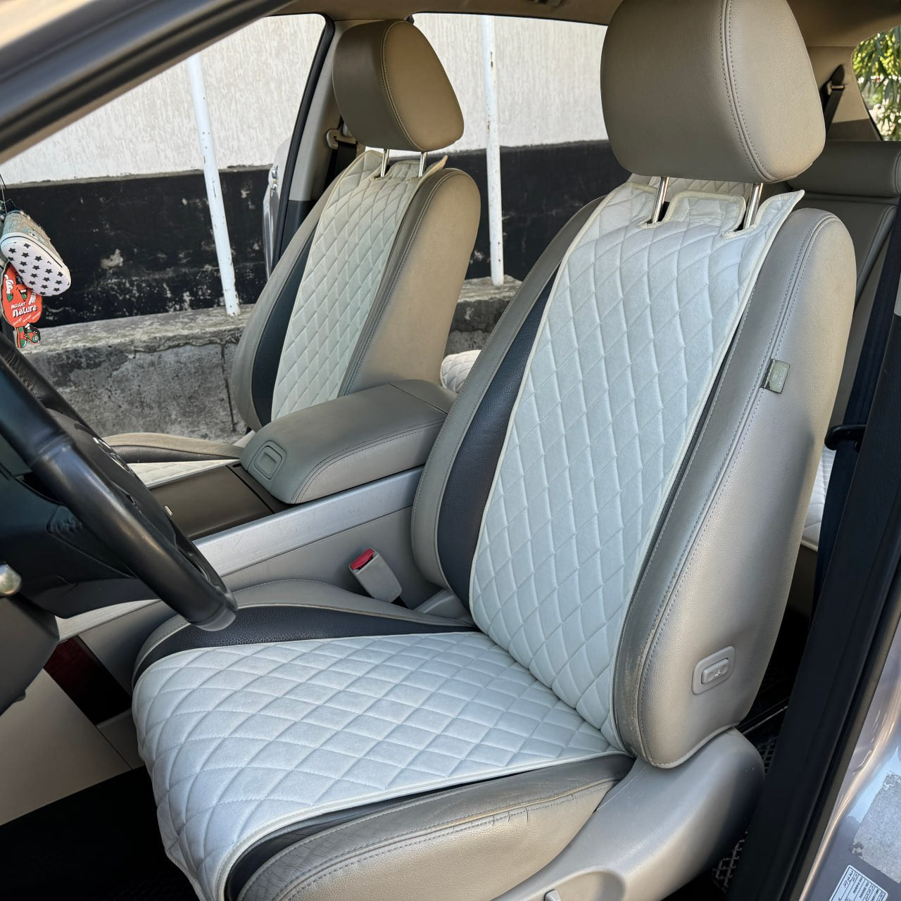 Alcantara car seat covers white