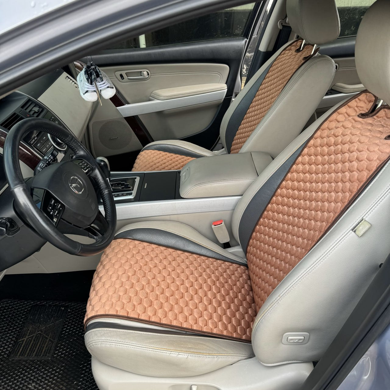 Alcantara car seat covers light brown honey