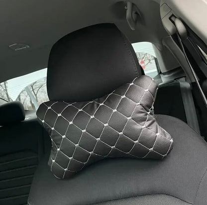 Car headrest neck pillows black with blue thread