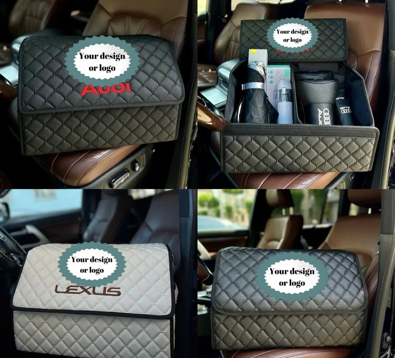 Car trunk leather organizer