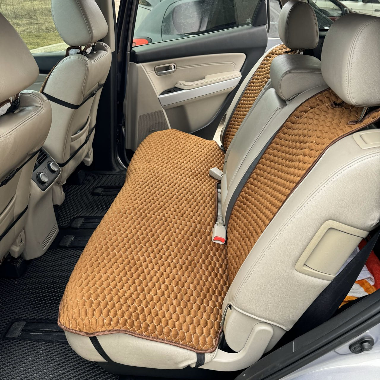 Alcantara car seat covers brown honey