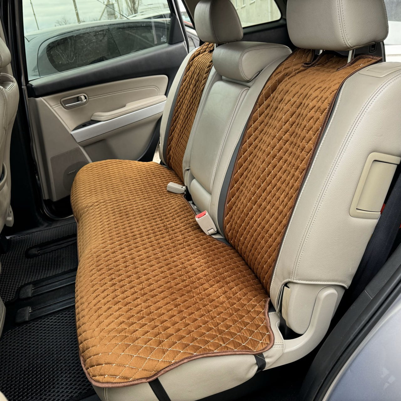 Alcantara car seat covers brown