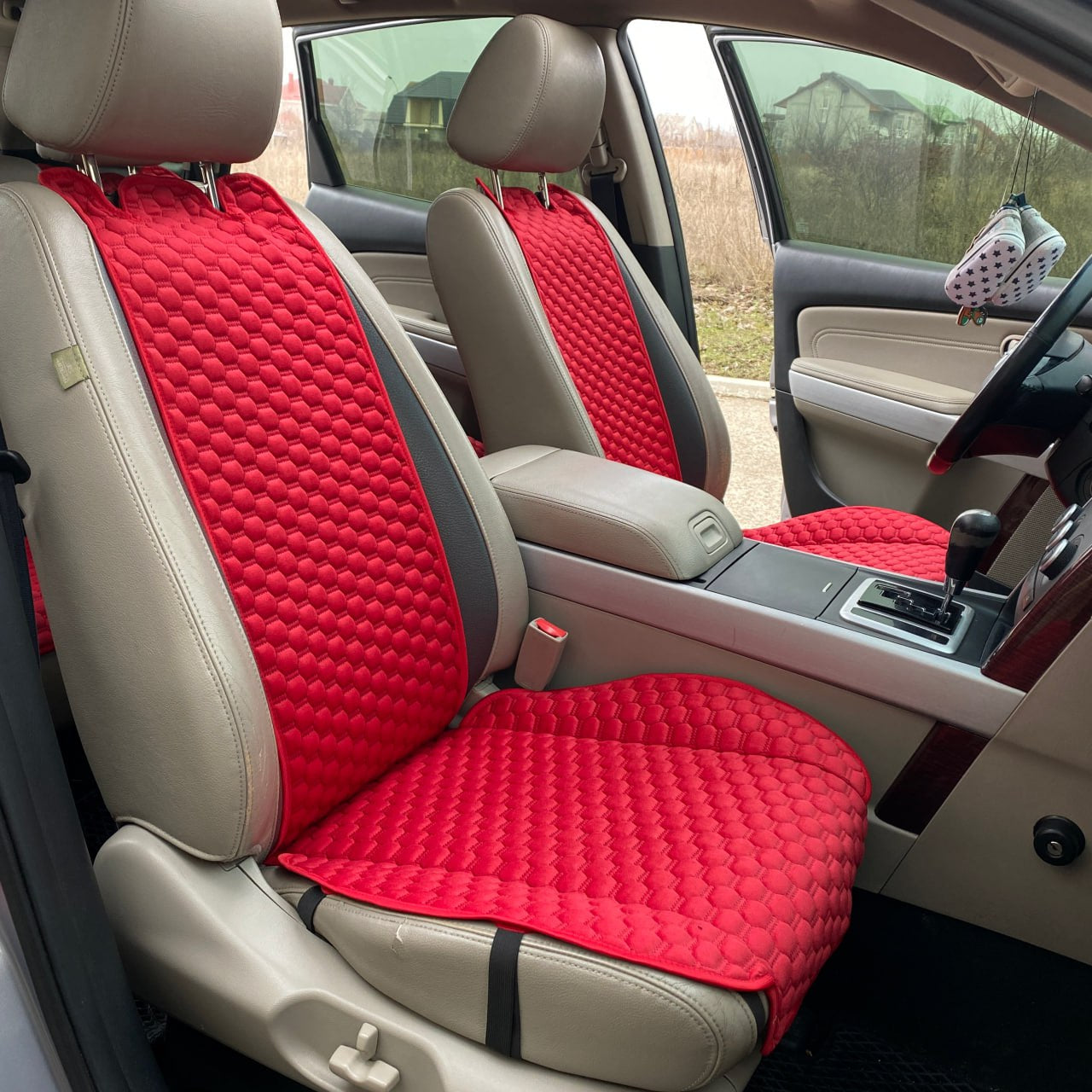 Alcantara car seat covers red honey