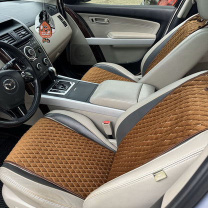 Alcantara car seat covers brown