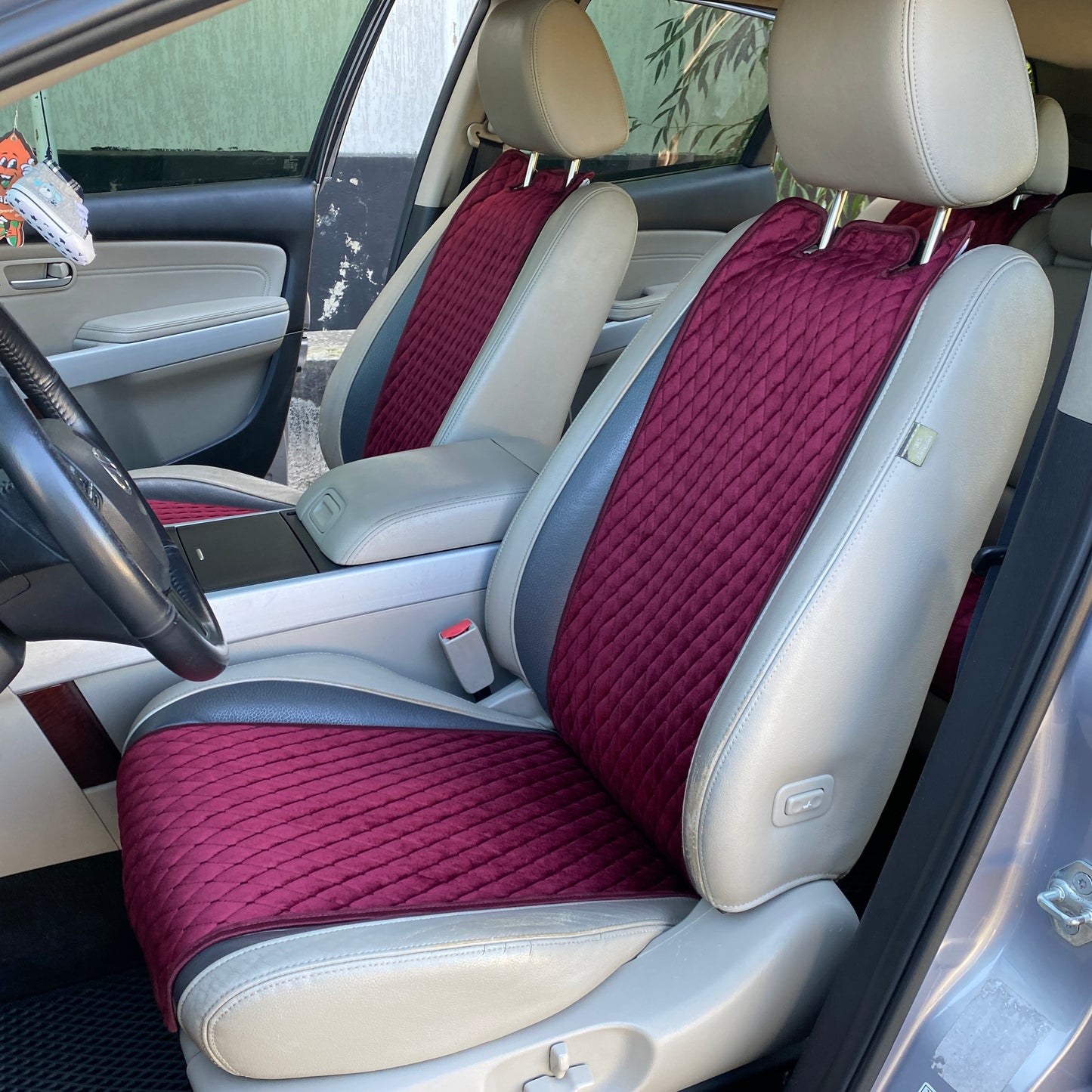 Alcantara car seat covers burgundy