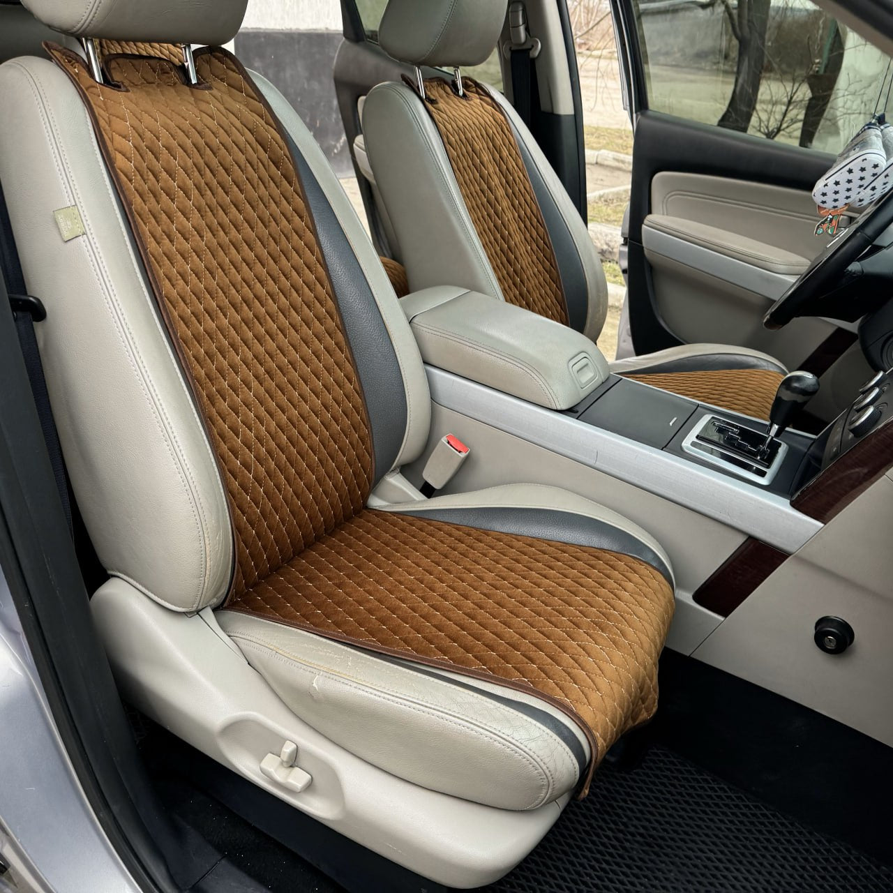 Alcantara car seat covers brown