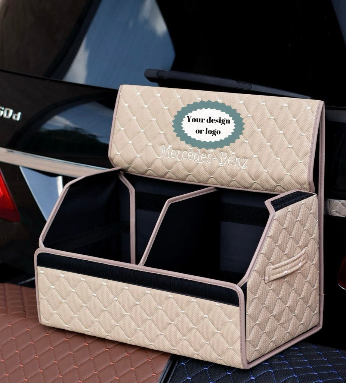 Car trunk leather organizer