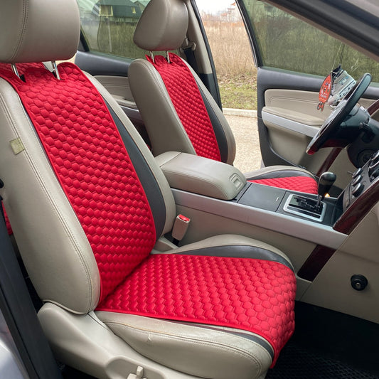 Alcantara car seat covers red honey