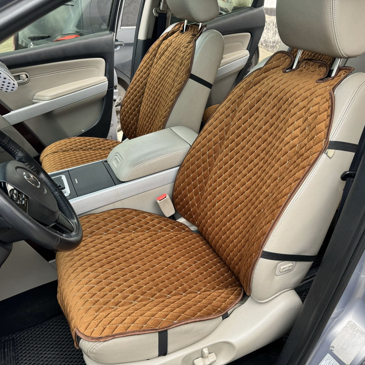 Alcantara car seat covers brown