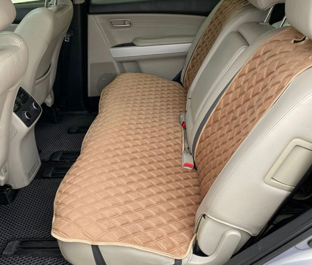 Alcantara car seat covers light brown diamond