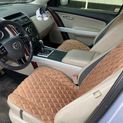 Alcantara car seat covers light brown diamond