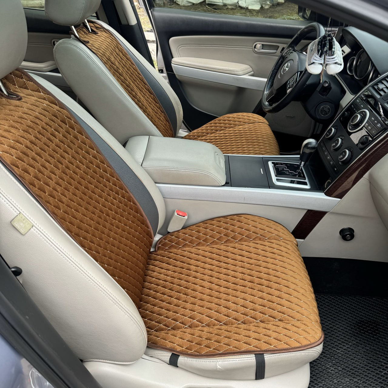 Alcantara car seat covers brown