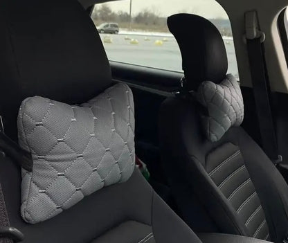 Car headrest neck pillows black with blue thread