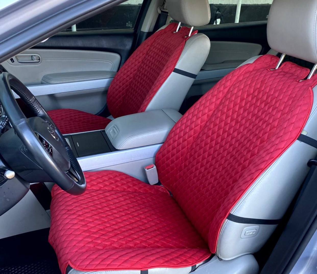 Alcantara car seat covers red