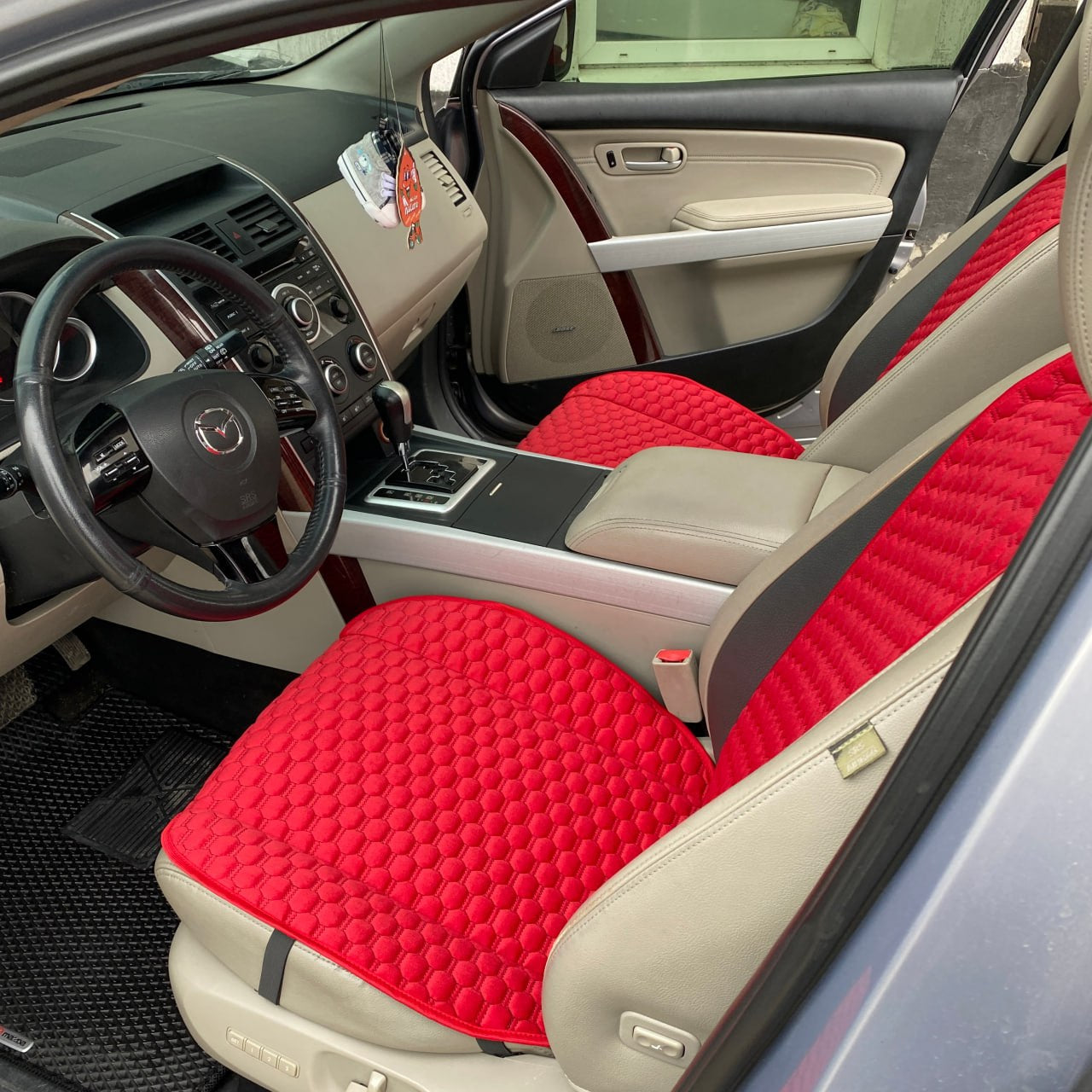 Alcantara car seat covers red honey