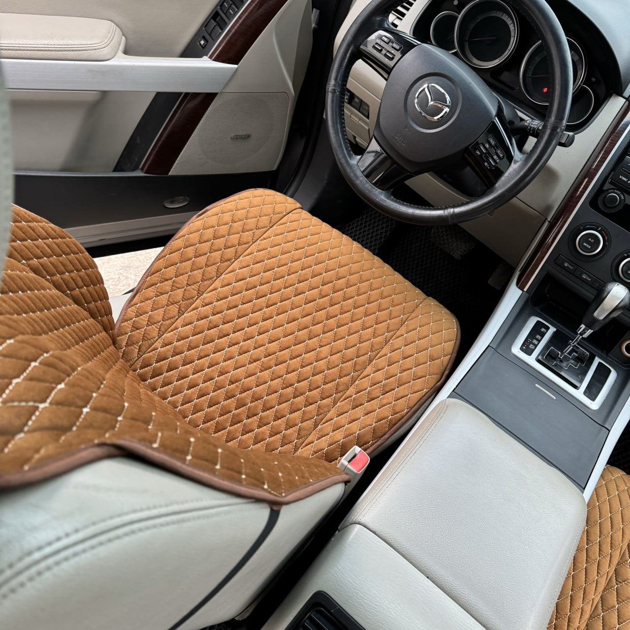 Alcantara car seat covers brown