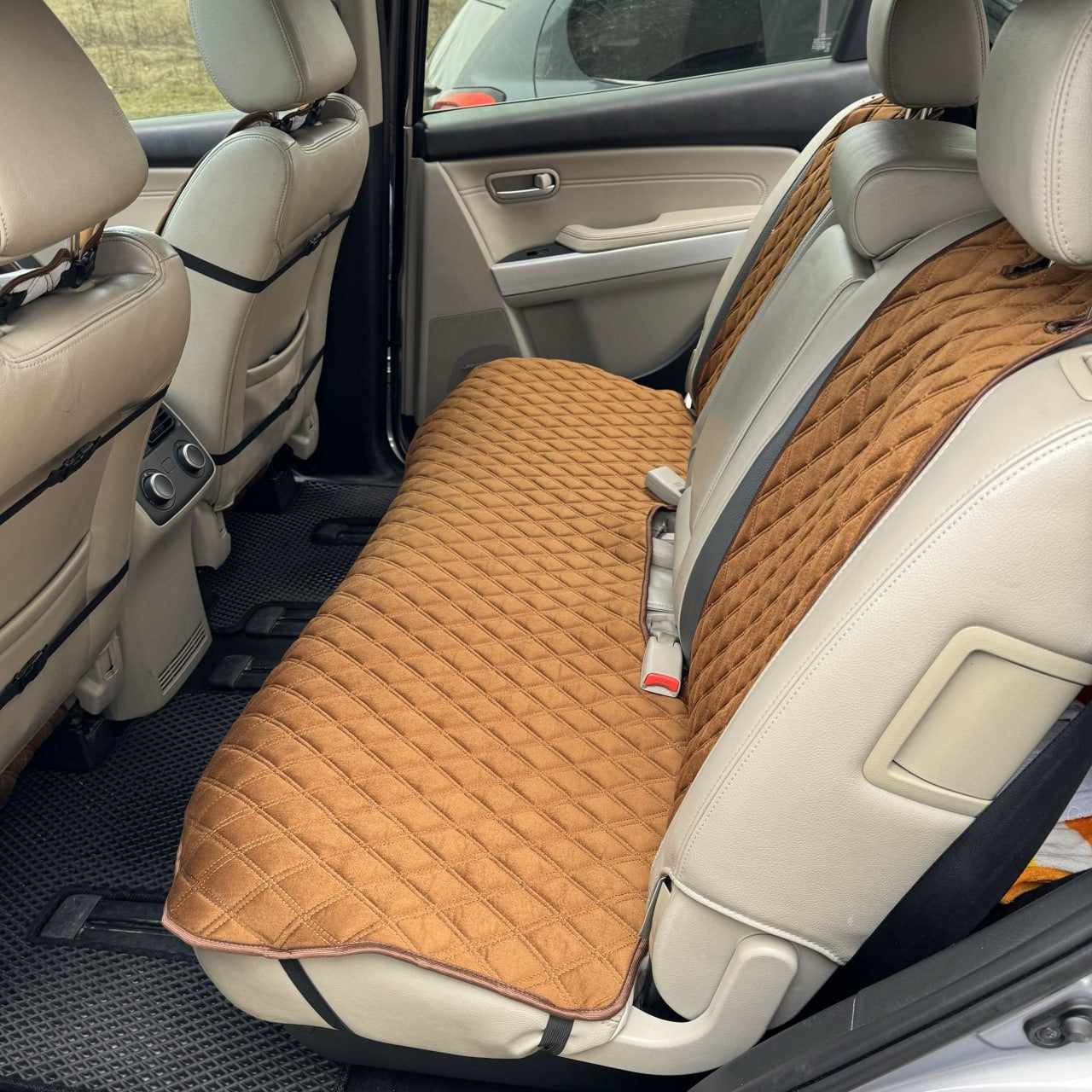 Alcantara car seat covers dark brown