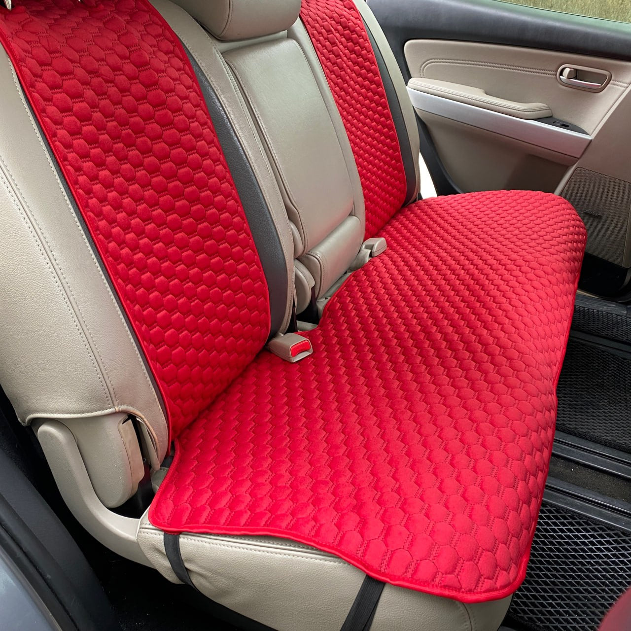 Alcantara car seat covers red honey