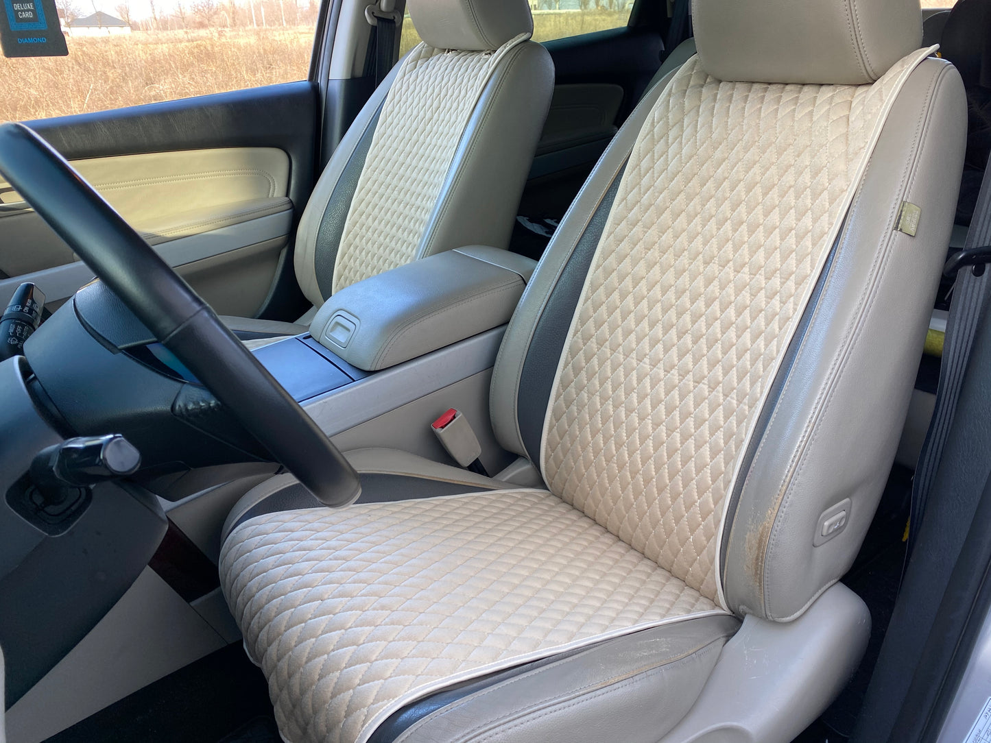 Alcantara car seat covers  dark beige diamond