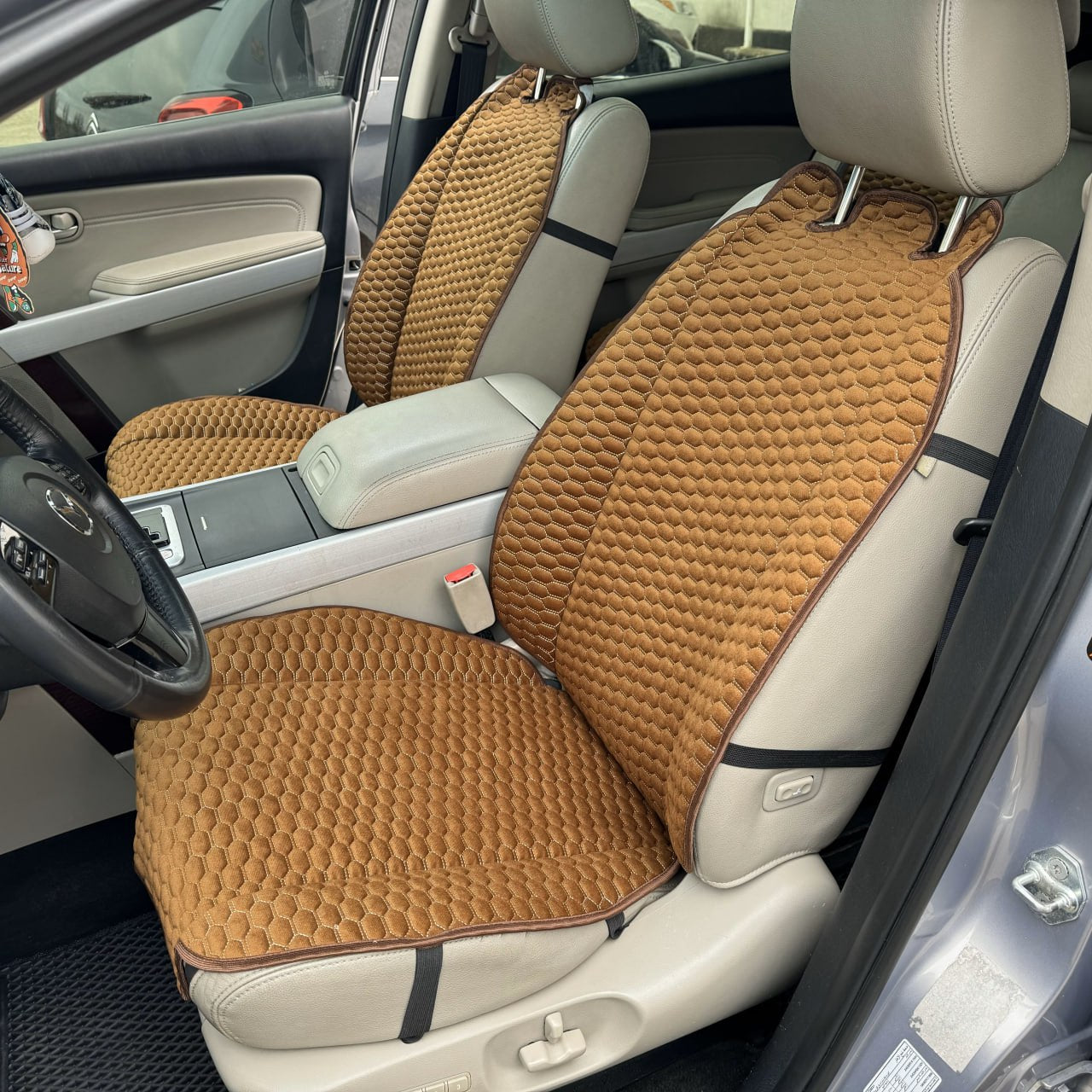 Alcantara car seat covers brown honey