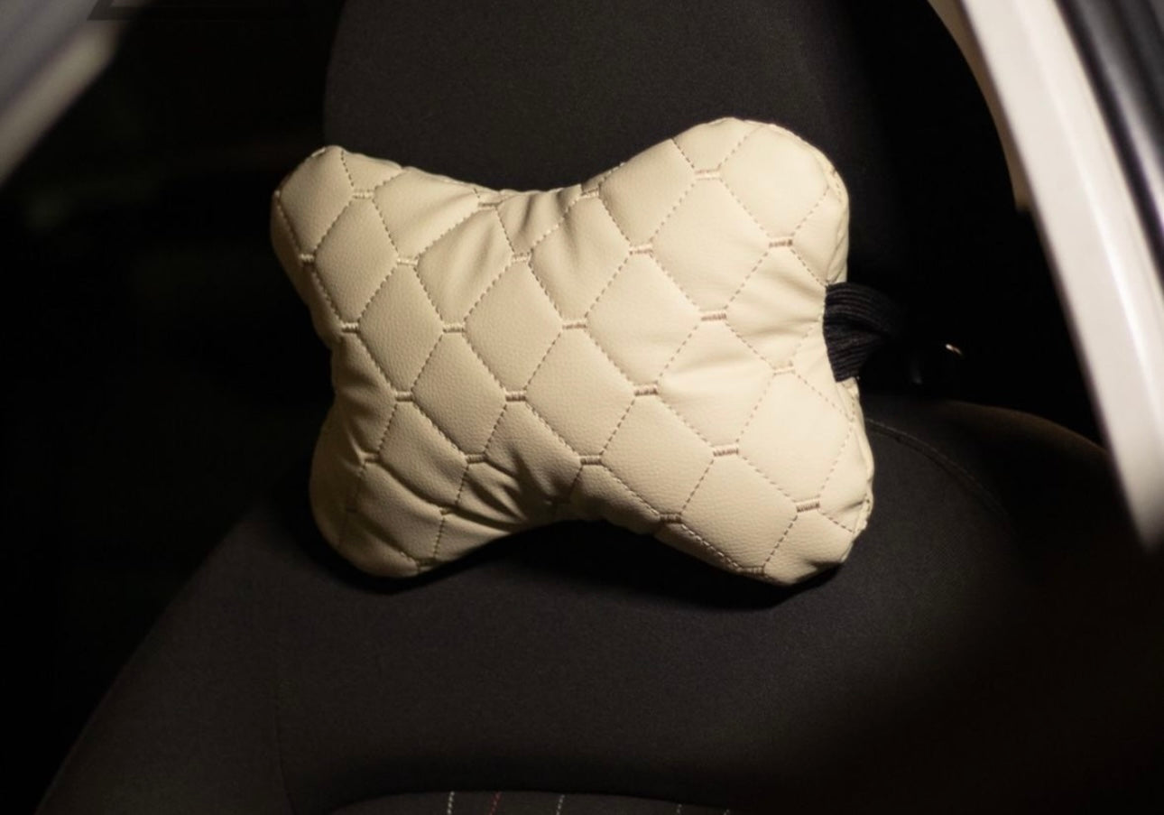 Car headrest neck pillows black with blue thread