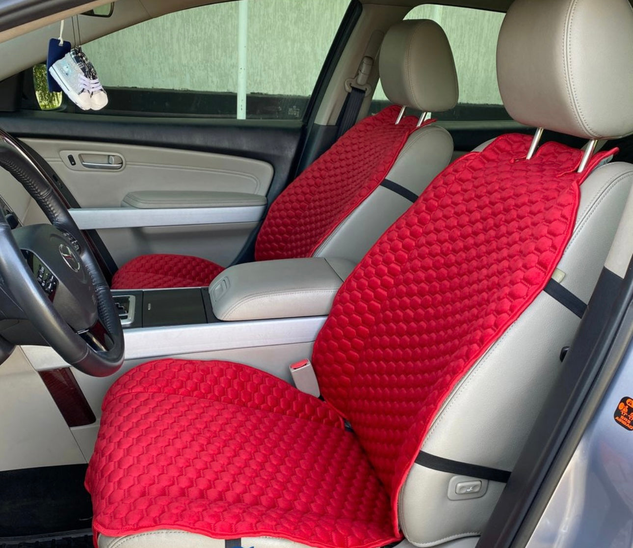 Alcantara car seat covers red honey