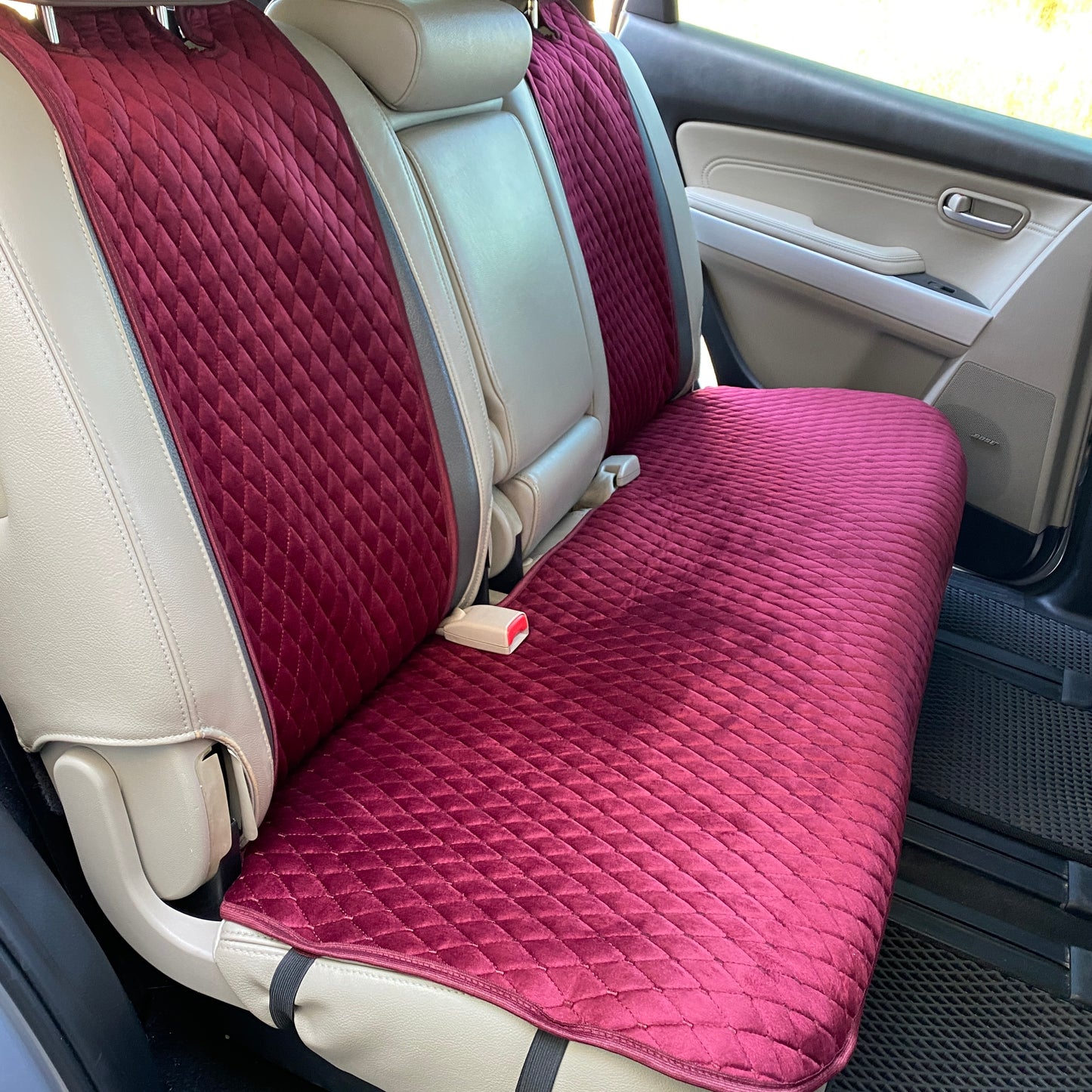 Alcantara car seat covers burgundy