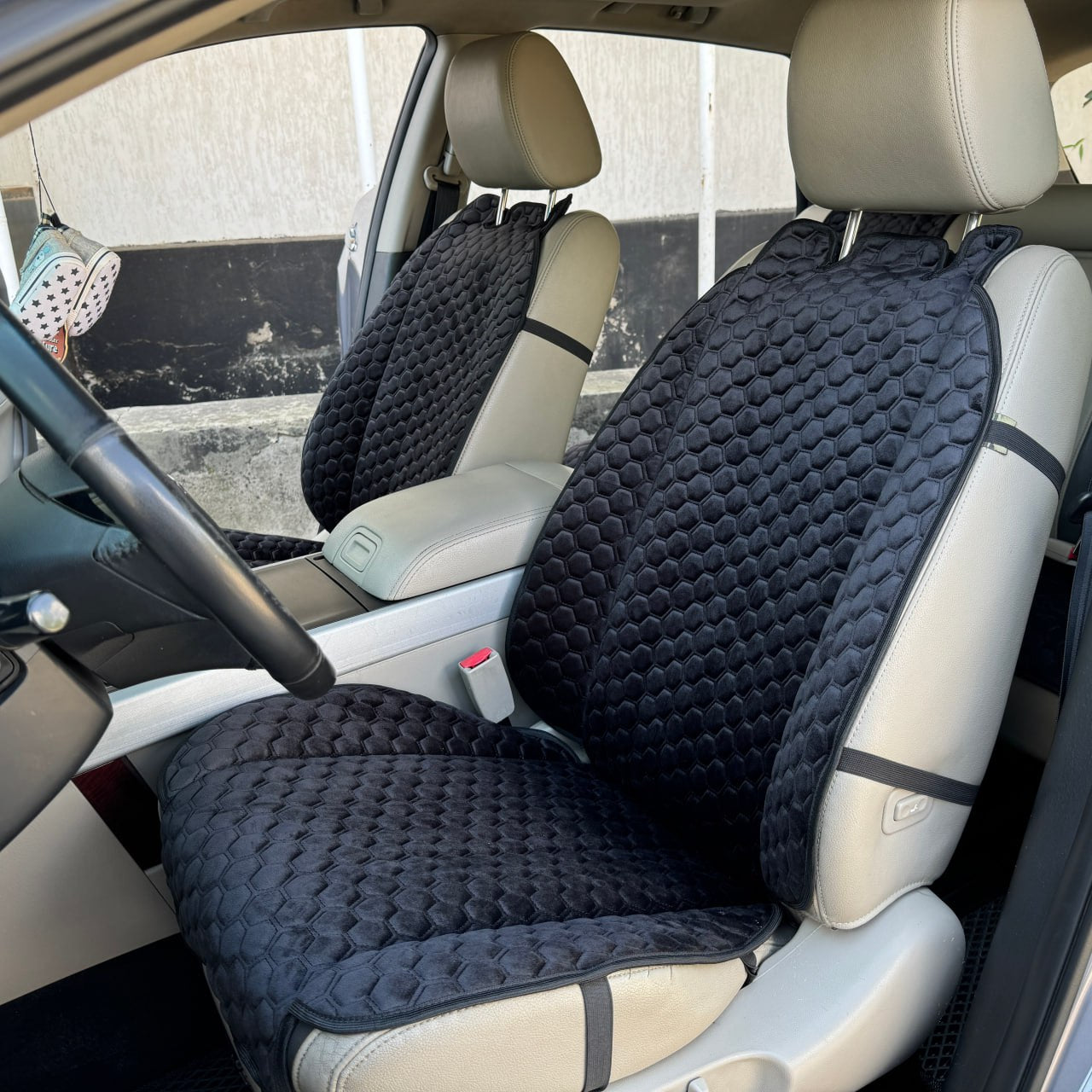 Alcantara car seat covers black honey