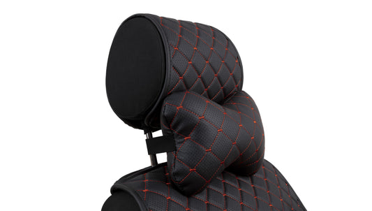 Car headrest neck pillows black with red thread