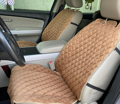 Alcantara car seat covers light brown diamond