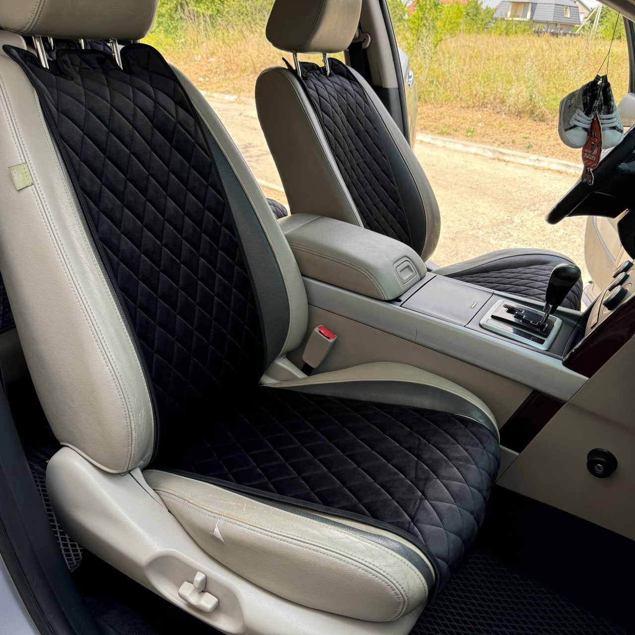 Alcantara car seat covers black