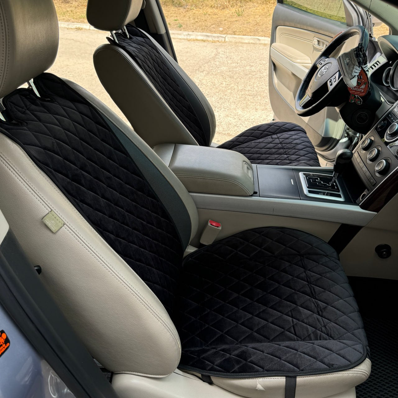 Alcantara car seat covers black