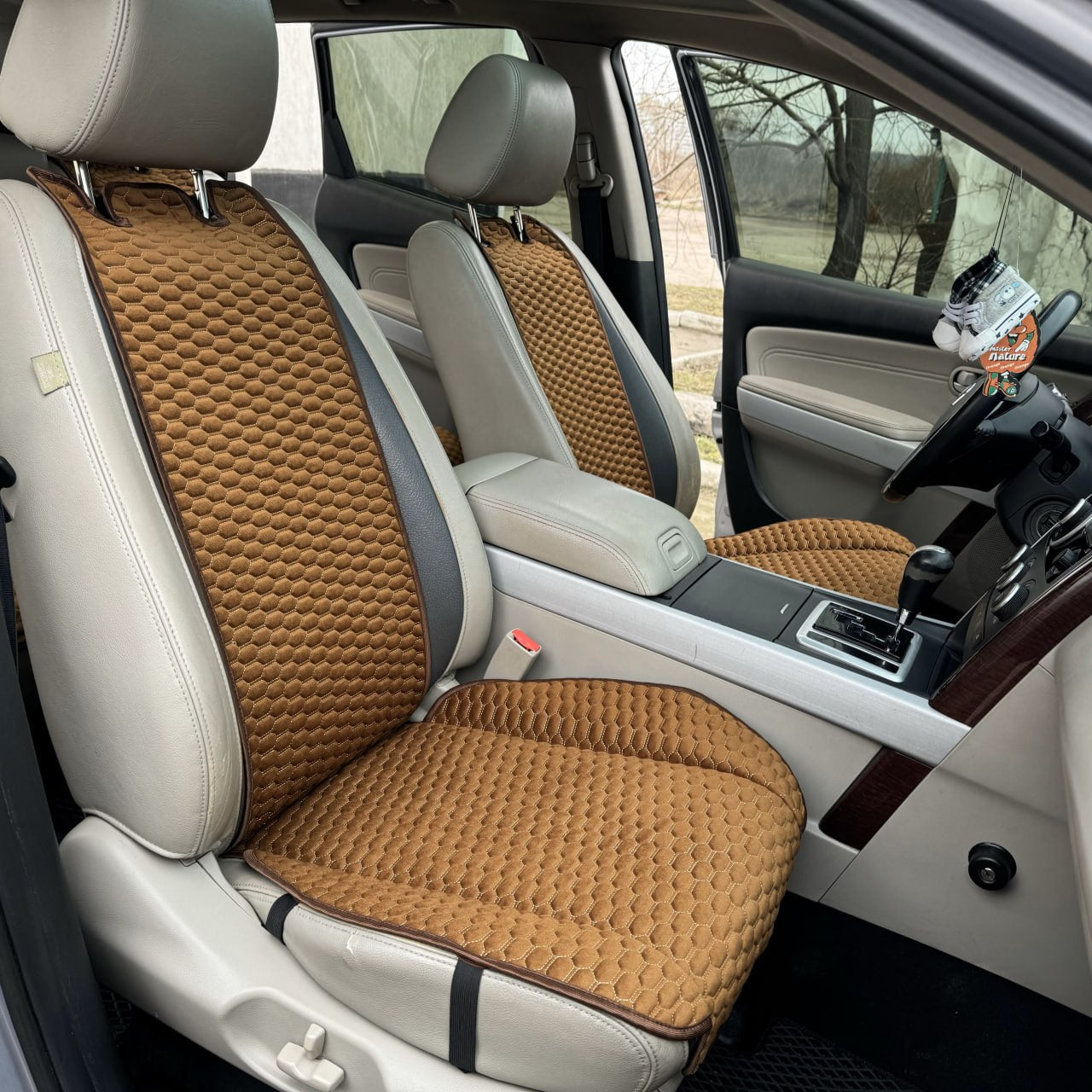 Alcantara car seat covers brown honey