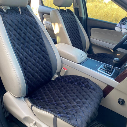 Alcantara car seat covers black with blue thread