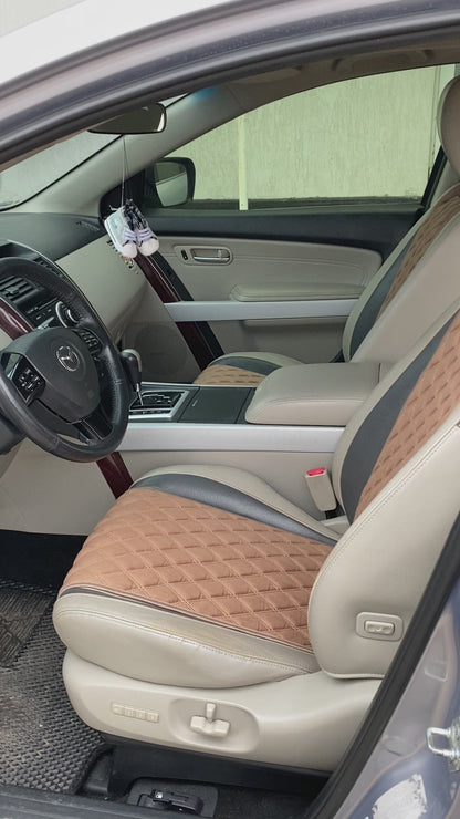 Alcantara car seat covers light brown diamond