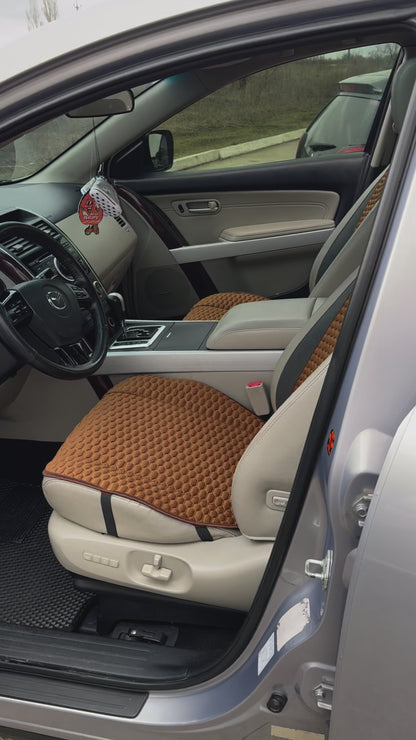 Alcantara car seat covers brown honey