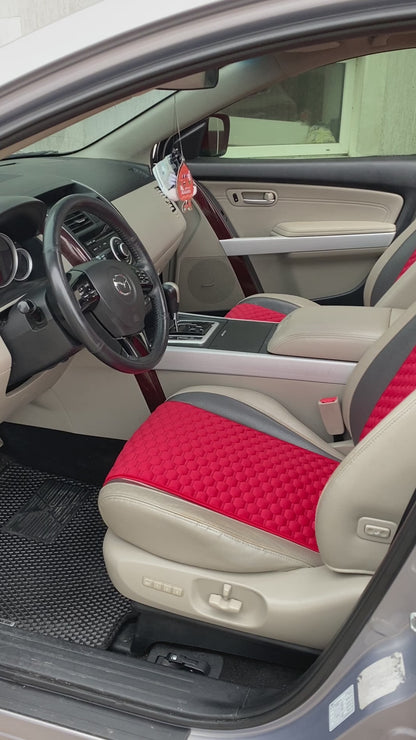 Alcantara car seat covers red honey